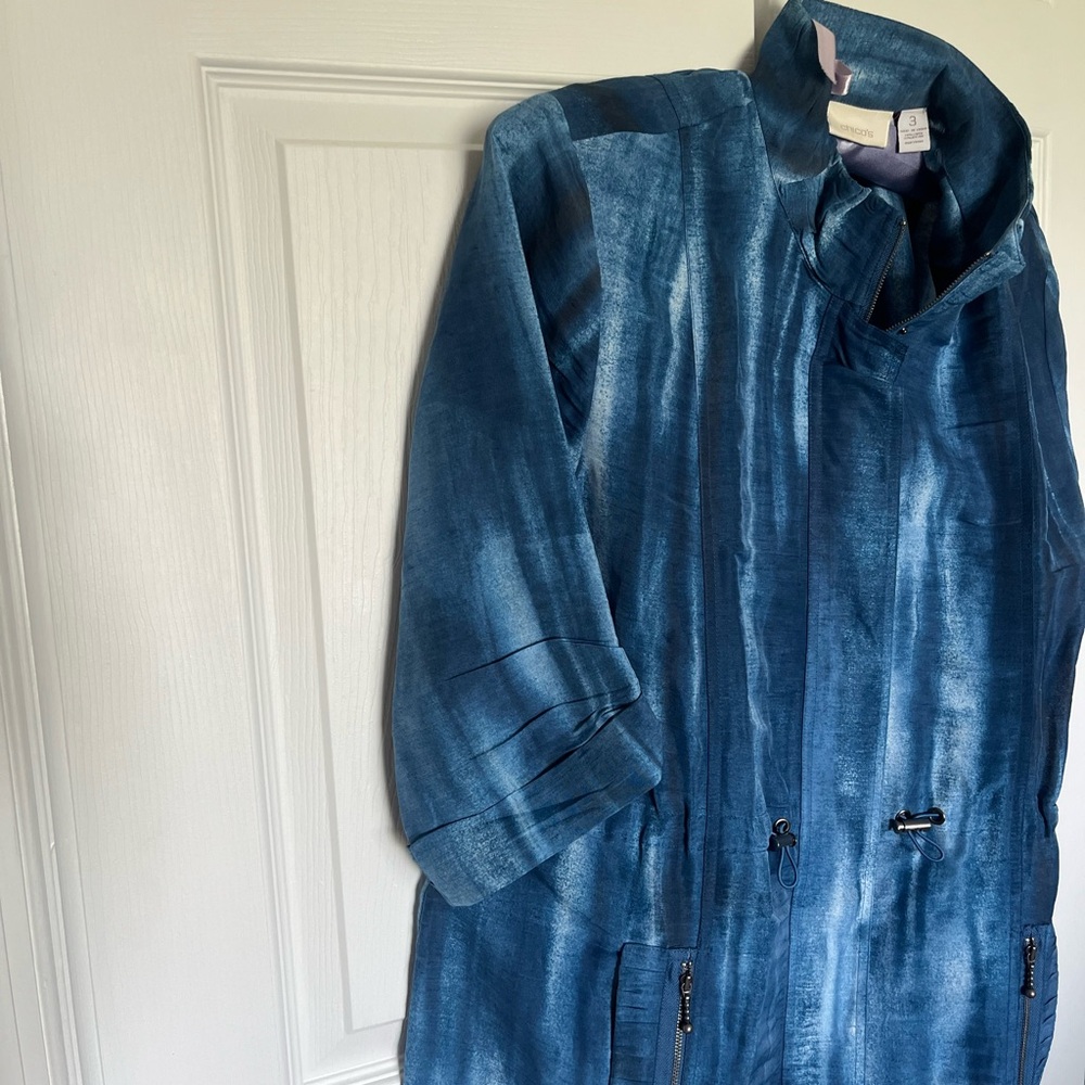 Chico's Tie-Dye Blue Utility Jacket